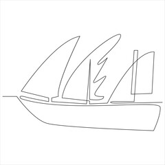 
Continuous one line drawing of ship line art drawing vector illustration