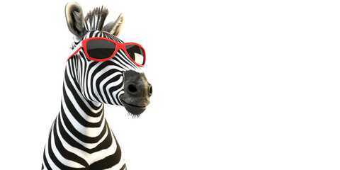 Stylish zebra with striped accessories, giving a bold and modern look to the white background.