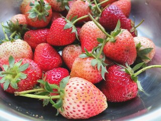 Close up of fresh red strawberries