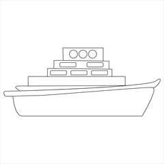 
Continuous one line drawing of ship line art drawing vector illustration