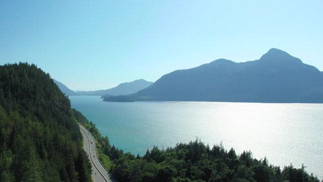 Summer Aerial View of British Columbia Ocean Highway