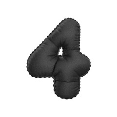 3D black leather balloon number 4