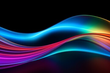 Naklejka premium Abstract neon wave in the dark .Motion visualization
