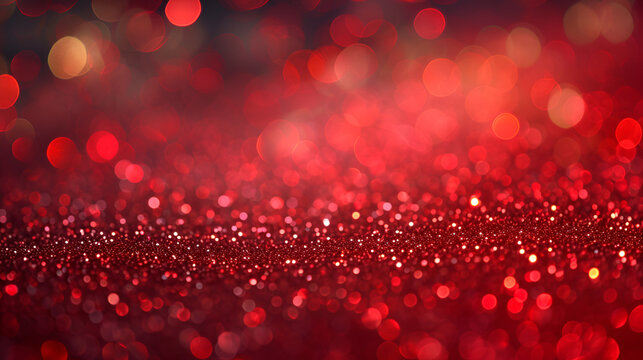 Christmas xmas background red abstract valentine Red glitters.  generative ai