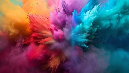 Color Background: Explosion of Color Powder with Smoke Com