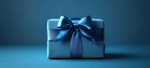 A Blue Gift Box with a Bow for a Monthly Event Generative AI