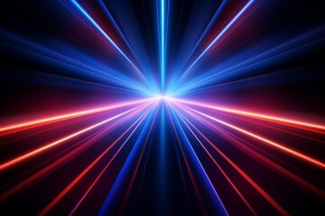 Neon light rays and glowing lines abstract background