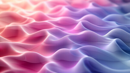 Fototapeta premium Vibrant 3D Gradient Waves Texture: Explore the Aesthetic Appeal of Pink to Blue Gradient on a Wavy Surface, Perfect for Backgrounds and Wallpapers