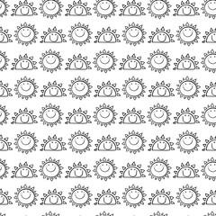 Seamless pattern with hand drawn suns. Abstract background for summer designs.