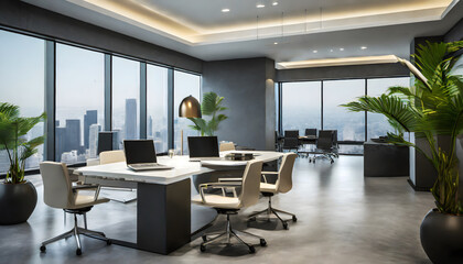 Luxury office interior. Generative AI.