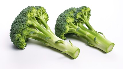 Broccoli vegetables that are still fresh and green isolated on a white background. generative AI