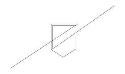 Shield continuous line art. Guard drawing sign. Protect linear symbol template