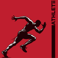 Athlete Running Poster Vector Illustration. Sports, Action, Fitness, athletes 