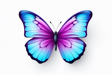 Illustration of Colorful 3d butterfly icon on white background