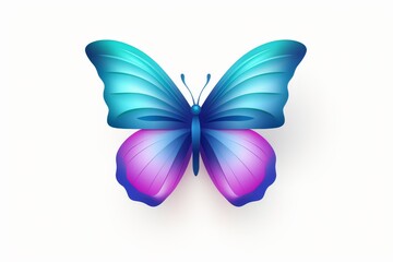 Illustration of Colorful 3d butterfly icon on white background