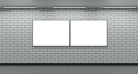 地下鉄のB0ポスターモックアップ
