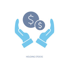 holding stocks concept line icon. Simple element illustration. holding stocks concept outline symbol design.