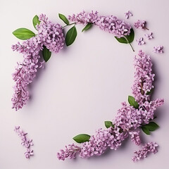 Lilac flowers wreath decoration floral circle frame