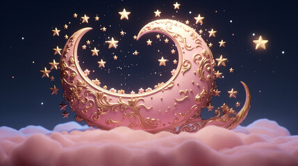 Looped cartoon lullaby animation Silver crescent