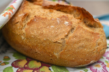 homemade freshly baked bread on a wooden table 11