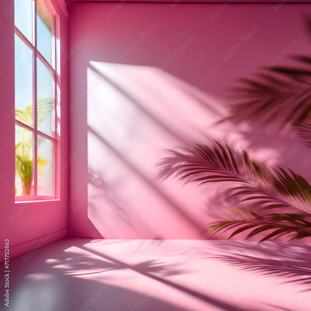 Poster abstract pink color gradient studio background for product presentation. empty room. generative ai.