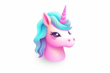 3d cute unicorn icon vector illustration on white background