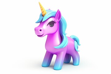 3d cute unicorn icon vector illustration on white background