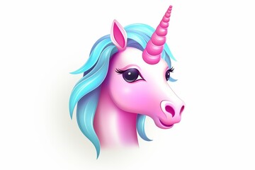 3d cute unicorn icon vector illustration on white background