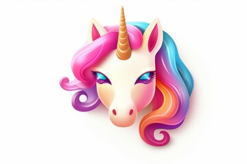3d cute unicorn icon vector illustration on white background