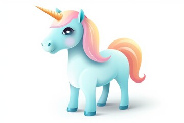 Fototapeta premium 3d cute unicorn icon vector illustration on white background