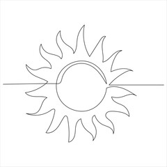 
Continuous one line drawing of sun cloud line art drawing vector illustration