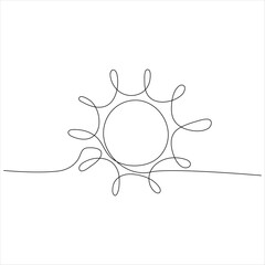 
Continuous one line drawing of sun cloud line art drawing vector illustration