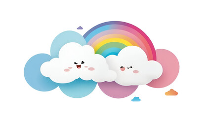 cute rainbow and clouds