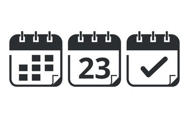 Hollow calendar flat icons isolated on transparent background. Calendar vector illustration with specific day, day 23 for websites, blogs and graphic resources.