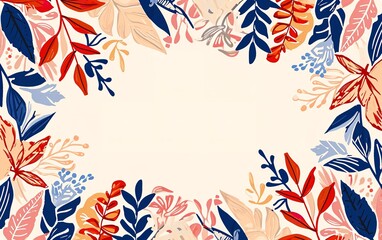 Illustration of Colorful Leafy Frame in the