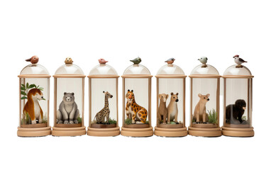 Tiny Toy Zoo Miniatures on Transparent Background