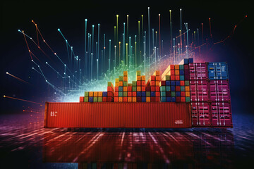 port shipping container on moving graphs line