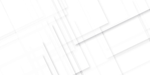 Modern Abstract white background design with layers of textured white transparent material in triangle and squares shapes. White color technology concept geometric line vector background.
