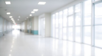 blur image background of corridor in hospital or clinic image view - obrazy, fototapety, plakaty