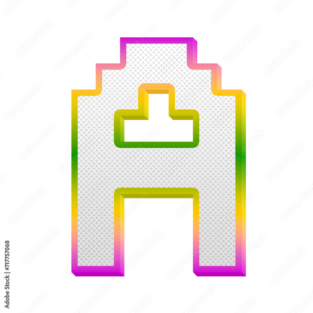 Poster gaming pop alphabet letters from a to z, isolated on transparent background, uppercase. this is a pa