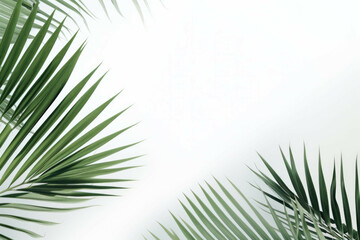 two palm leaves on a white background
