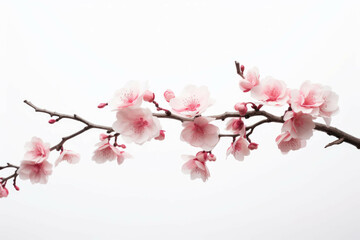 bud bloomed cherry blossom against a white background