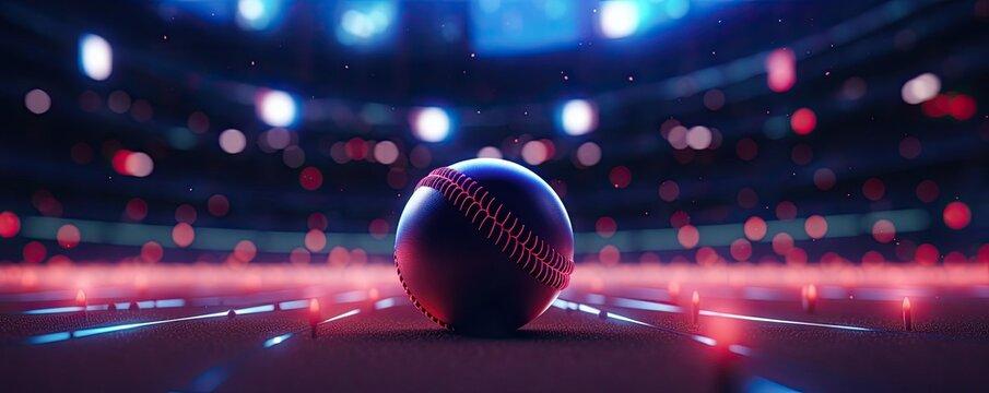 The center of attention is a baseball, captured up close in the midst of the stadium, set for an exciting game.