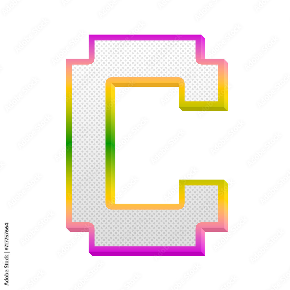 Poster gaming pop alphabet letters from a to z, isolated on transparent background, uppercase. this is a pa
