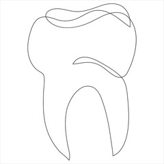 Continuous one line drawing of teeth line art drawing vector illustration