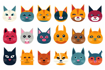 cartoon cat heads design by julia peeke - obrazy, fototapety, plakaty
