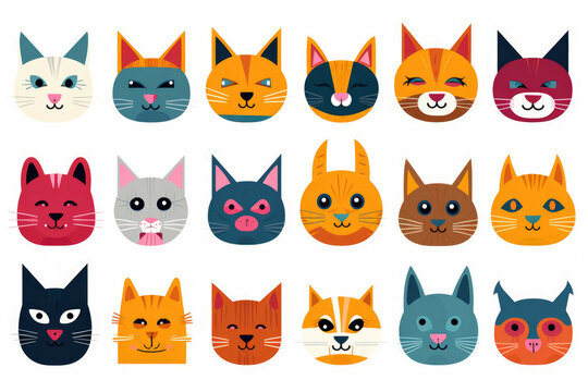 cartoon cat heads design by julia peeke