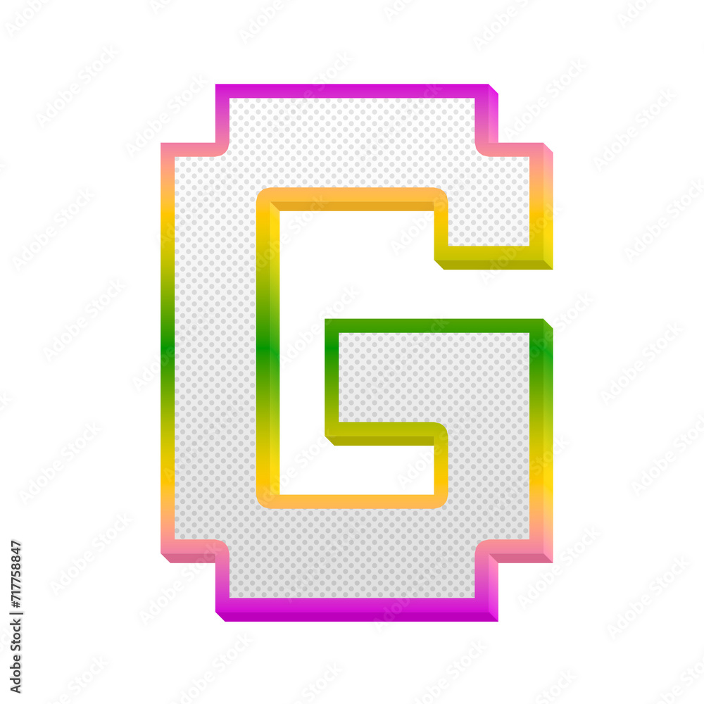 Poster gaming pop alphabet letters from a to z, isolated on transparent background, uppercase. this is a pa