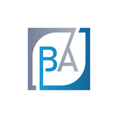 BA Logo Design Template Vector With Square Background.