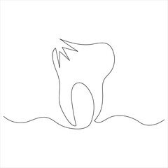 Obraz premium Continuous one line drawing of teeth line art drawing vector illustration